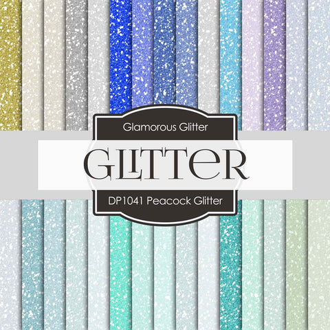 Peacock Glitter Digital Paper DP1041 - Digital Paper Shop
