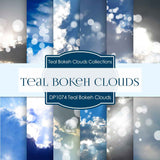 Teal Bokeh Clouds Digital Paper DP1074 - Digital Paper Shop