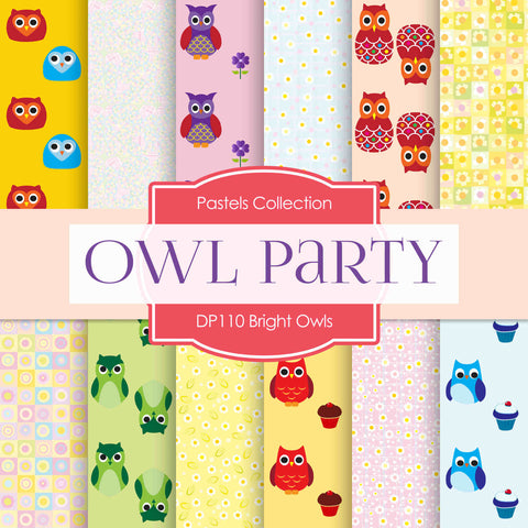 Bright Owls Party Digital Paper DP110 - Digital Paper Shop
