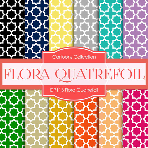 Flora Quatrefoil Digital Paper DP113 - Digital Paper Shop