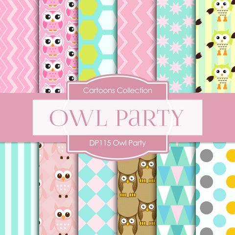 Owl Party Digital Paper DP115 - Digital Paper Shop