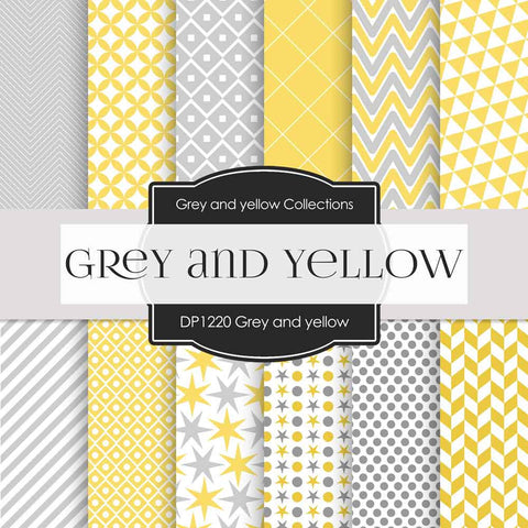Grey & Yellow Digital Paper DP1220 - Digital Paper Shop