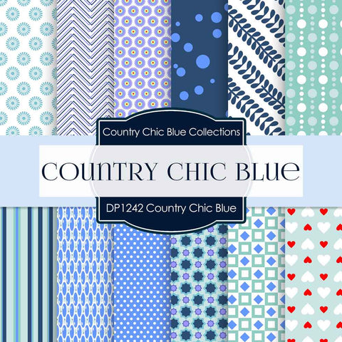 Country Chick Blue Digital Paper DP1242 - Digital Paper Shop