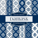 Blue Damask Digital Paper DP1264 - Digital Paper Shop