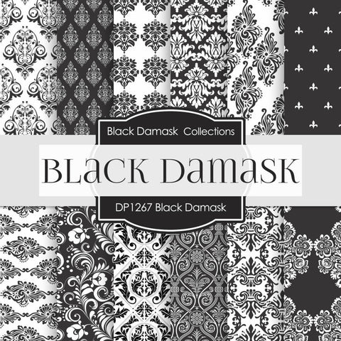Black Damask Digital Paper DP1267 - Digital Paper Shop