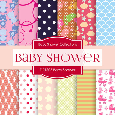 Baby Shower Digital Paper DP1305 - Digital Paper Shop