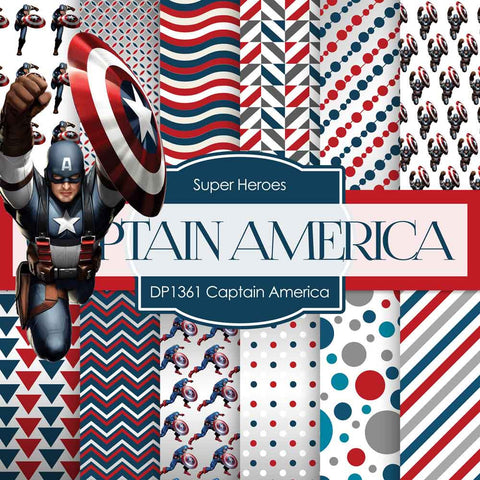 Captain America Digital Paper DP1361 - Digital Paper Shop