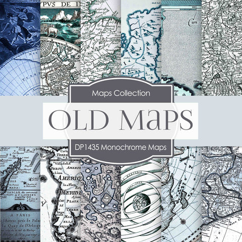 Monochrome Maps Digital Paper DP1435 - Digital Paper Shop