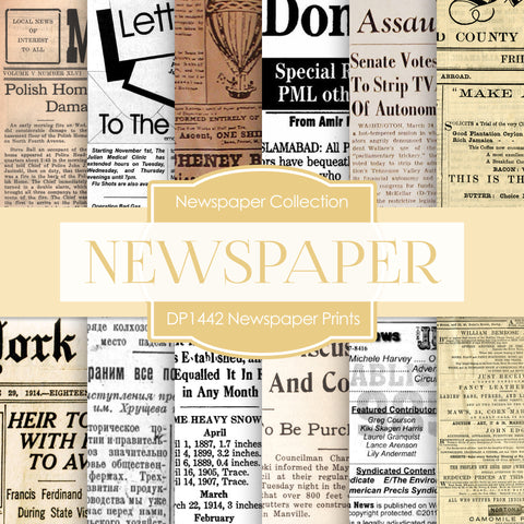 Newspapers Prints Digital Paper DP1442 - Digital Paper Shop