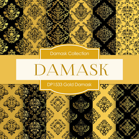 Gold Damask Digital Paper DP1533 - Digital Paper Shop