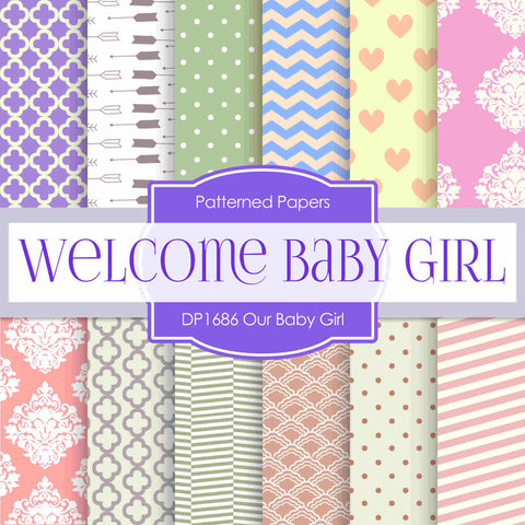 Our Baby Girl Digital Paper DP1686 - Digital Paper Shop