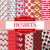 Red Hearts Digital Paper DP1772 - Digital Paper Shop