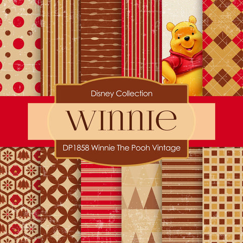 Winnie The Pooh Vintage Digital Paper DP1858 - Digital Paper Shop