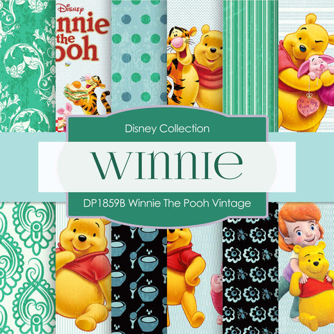 Winnie The Pooh Vintage Digital Paper DP1859B - Digital Paper Shop - 1
