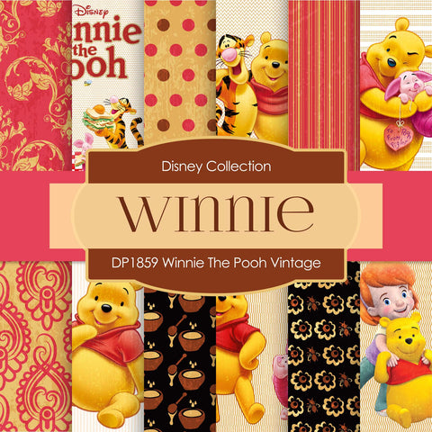 Winnie The Pooh Vintage Digital Paper DP1859 - Digital Paper Shop