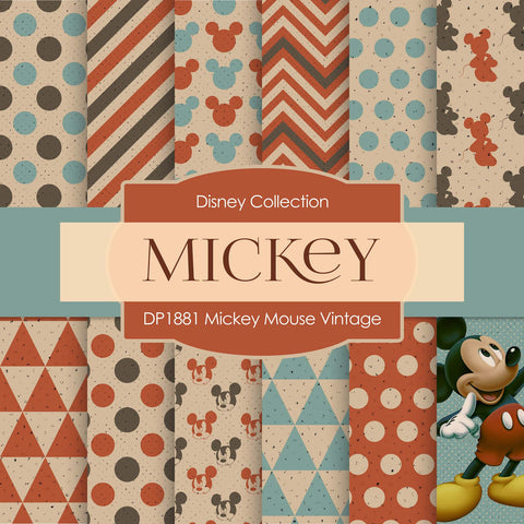 Mickey Mouse Vintage Digital Paper DP1881 - Digital Paper Shop