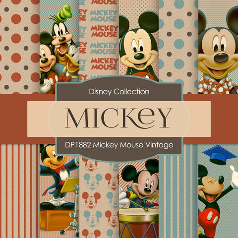 Mickey Mouse Vintage Digital Paper DP1882 - Digital Paper Shop