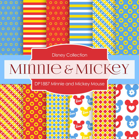 Minnie and Mickey Mouse Digital Paper DP1887 - Digital Paper Shop