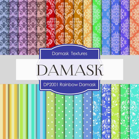 Rainbow Damask Digital Paper DP2001 - Digital Paper Shop