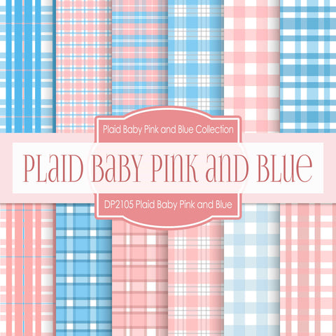 Plaid Baby Pink and Blue Digital Paper DP2105 - Digital Paper Shop