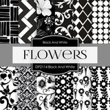 Black And White Flowers Digital Paper DP2114 - Digital Paper Shop