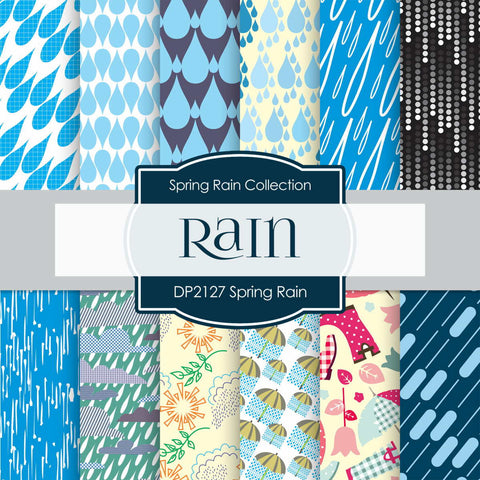 Spring Rain Digital Paper DP2127 - Digital Paper Shop