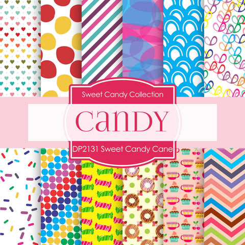 Sweet Candy Cane Digital Paper DP2131 - Digital Paper Shop