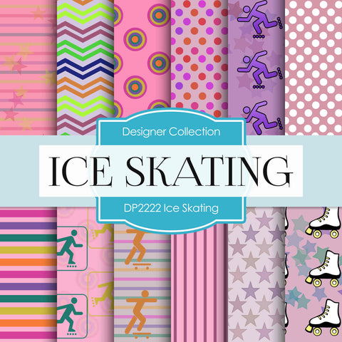 Ice Skating Digital Paper DP2222 - Digital Paper Shop