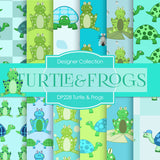 Turtle and Frogs Digital Paper DP228 - Digital Paper Shop