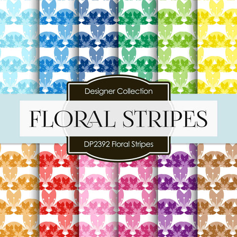 Floral Stripes Digital Paper DP2392 - Digital Paper Shop