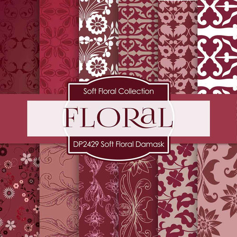 Soft Floral Damask Digital Paper DP2429 - Digital Paper Shop
