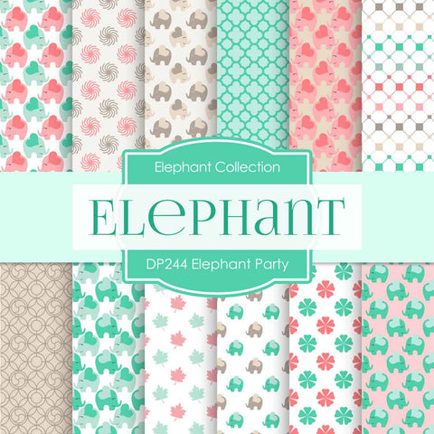 Elephant Party Digital Paper DP244 - Digital Paper Shop
