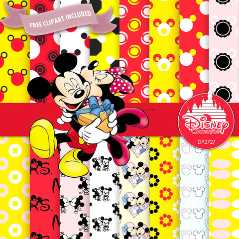 Mickey Couple Digital Paper DP2727 - Digital Paper Shop - 1