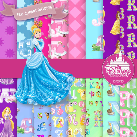 Princess Alphabets Digital Paper DP2735 - Digital Paper Shop - 1