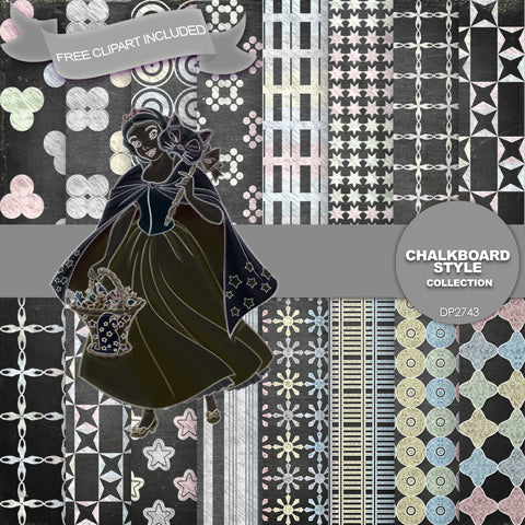 Chalkboard Style Digital Paper DP2743 - Digital Paper Shop - 1