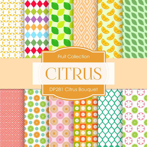 Citrus Bouquet Digital Paper DP281 - Digital Paper Shop