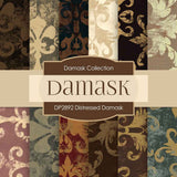 Distressed Damask Digital Paper DP2892 - Digital Paper Shop