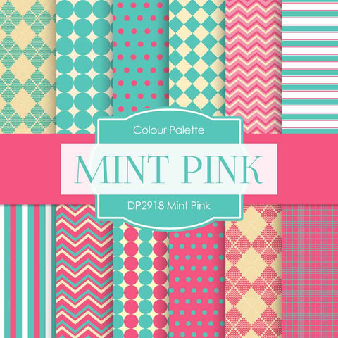 Mint Pink Digital Paper DP2918 - Digital Paper Shop