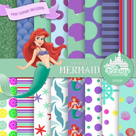 The Little Mermaid Digital Paper DP3029 - Digital Paper Shop