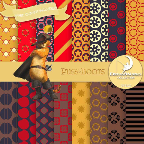 Puss In Boots Digital Paper DP3222 - Digital Paper Shop