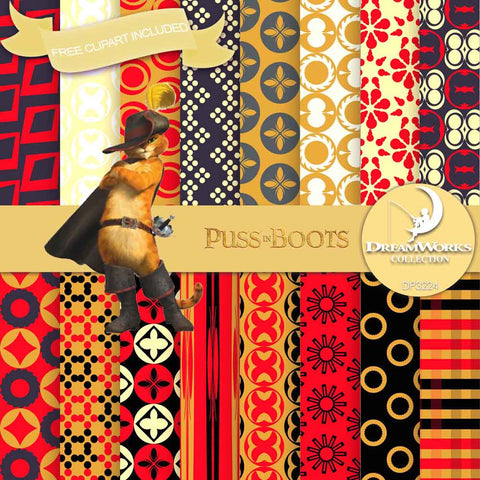 Puss In Boots Digital Paper DP3224 - Digital Paper Shop