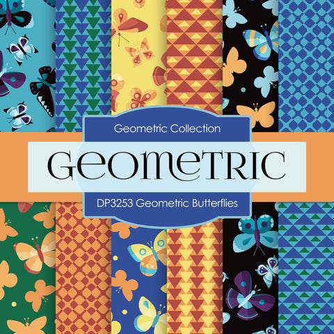 Geometric Butterflies Digital Paper DP3253A - Digital Paper Shop