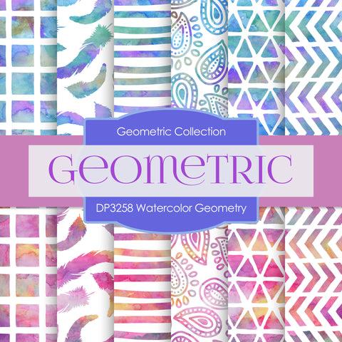 Watercolor Geometry Digital Paper DP3258A - Digital Paper Shop