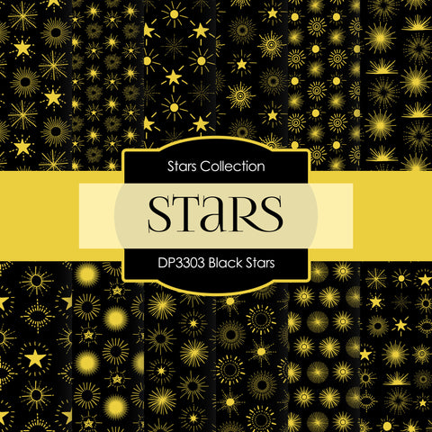 Black Stars Digital Paper DP3303 - Digital Paper Shop