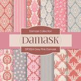 Grey Pink Damask Digital Paper DP3324 - Digital Paper Shop