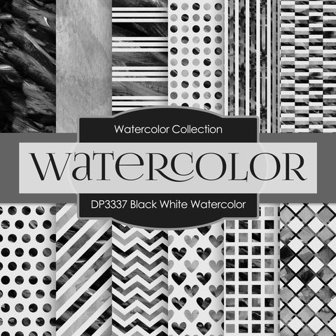 Black White Watercolor Digital Paper DP3337 - Digital Paper Shop