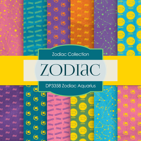 Zodiac Aquarius Digital Paper DP3358 - Digital Paper Shop
