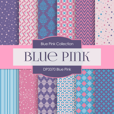 Blue Pink Digital Paper DP3370 - Digital Paper Shop