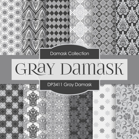 Gray Damask Digital Paper DP3411 - Digital Paper Shop