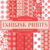 Red Damask Digital Paper DP3719A - Digital Paper Shop